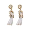 Brincos Exagerados Vintage da Antiguidade Média com Pino de Prata, Borla de Diamante, Brincos de Pérola, Luxo Leve, High-end, Brincos de Indústria Pesada para Mulheres