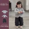 Ropa de invierno para niños, conjunto de tres piezas de algodón para niñas, pantalones largos casuales para bebé con volantes, atuendo de invierno dulce y elegante para niñas
