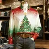 Camisa Grande 2025 Moda Transfronteriza Camisa Navideña de Flores para Hombre Impresión Digital 3D Camisa de Manga Larga Solapa
