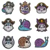 Patche Bordado Personalizado de Caracol Pirata Desenho Animado com Adesivo Termocolante, Pode Ser Costurado ou Passado a Ferro, Patche Bordado para Roupas Mochilas