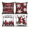 Nueva funda de almohada navideña de lino con estampado de árbol de Navidad, funda de cojín transfronteriza para el hogar, funda de almohada para sofá de sala de estar