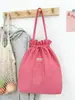Bolsa de Almacenamiento Tejida de Pana de Color Sólido con Cierre de Cordón, Bolsa de Maquillaje Portátil de Gran Capacidad para Mujeres
