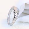 Anillo de Croissant Redondo Brillante con Textura en Capas Retro Francés Acero Inoxidable Chapado en Oro de 18K Joyería que No se Desvanece