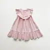 Ropa Infantil Estilo Coreano Vestido de Niña con Cuello Volante Verano 2026 Nuevo Vestido de Princesa sin Mangas de Encaje con Cuello Redondo para Niñas