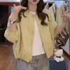 Chaqueta Corta Sencilla de Cuello Redondo Color Sólido Estilo Coreano para Mujer 2026 Primavera Nueva Casual Holgada Versátil Petite Chaqueta de Moda
