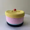 Caja de Almacenamiento de Escritorio Cesta de Almacenamiento de Pudín Trenzada a Mano Ins Cuerda de Algodón Cesta de Almacenamiento de Artículos Varios Cesta de Almacenamiento para Hogar Dormitorio