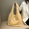 Bolsa Xadrez Grande Capacidade para Alunas Mulheres 2026 Nova Tendência Bolsa Tote Coreana Bolsa de Compras Casual para Sair