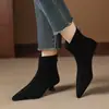 Primer Encuentro Botines Chelsea de Tacón Medio para Mujer Botines de Tacón Fino Ajustados Botas de Otoño/Invierno Botas Cortas Talla Grande 41