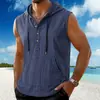 Colete Masculino de Verão Estilo Americano, Solto, Casual, Cor Sólida, com Capuz, Sem Mangas - Amazon Transfronteiriço