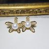 Dan joyería de durazno aguja de plata S925 perla natural diamante aretes de perlas un uso doble aretes de perlas con borla de circonita