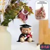 Chaveiro Acrílico 2D Cruzado Urso de Formatura Cartoon Plano Roupão de Formatura Bolsa de Presente para Formatura Pingente Estilo Minimalista