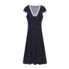 Roupa Europeia e Americana Transfronteiriça 2025 Nova Moda de Verão Casual Francês Decote V Renda Costurada Vestido de Bolinhas