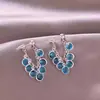 Pendientes de Borla de Cristal Azul Ice Lake de Lujo Ligero Pendientes de Gama Alta Pendientes de Temperamento Hermosos Estilo Coreano Pendientes Frescos para Mujer