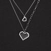 Quick Hand Hot Black Mosaic Love Pixel Peach Heart Double Layer Empilhado Colar Estilo Frio Hip Hop Pingente Tendência