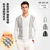 Suéter de tricô listrado color-block masculino, de manga longa, leve, com um visual luxuoso e sofisticado, apresentando gola alta, adequado para uso business casual no outono e inverno