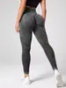 Transfronterizo nuevo venta caliente hueco sin costuras pantalones de yoga ropa Cintura alta Levanta glúteo de durazno pantalones de fitness para mujer lavados esmerilados ajustados