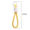 Chaveiro com Padrão de Liga de Poliéster Espesso e Nós, Argola de Chaveiro, Pingente de Chaveiro DIY Feito à Mão, Acessórios de Joalheria