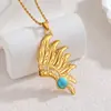 Colar de Turquesa da Moda em Ouro 18K Popular da Amazon, Corrente Elegante de Suéter de Nicho Estilo Antigo, Luxo Acessível e Sensação de Alto Padrão