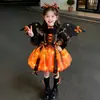 Ropa Infantil de Halloween Niñas Vestido de Princesa Cosplay Bruja Falda de Calabaza Falda Luminosa Atuendo para Fiesta de Cumpleaños de Niñas