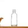Botella de Aceite Esencial, Botella Vacía, Botella Gotero con Punta de Goma Esmerilada, Botella Dispensadora Transparente de Vidrio para Cosméticos, Botella Muestra de Esencia de 30ml