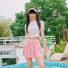 Traje de Baño Deportivo para Mujer Dividido de Dos Piezas Manga Corta Conservador Adelgazante Cubre Vientre Tallas Grandes Estudiante Moda Traje de Baño