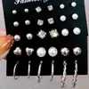 Set de Aretes Nuevo Transfronterizo Set de 15 Piezas para Mujer Pendientes de Perla Dopamina Coloridos de Alta Gama Pendientes Sencillos Venta al por Mayor