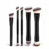 Set de 5 Brochas de Maquillaje Doble Cara Transfronterizo, Brocha para Base y Rubor, Brocha de Contorno de Tres Colores con Cerdas Suaves, Brocha para Polvo Suelto, Herramientas de Belleza de Comercio Exterior