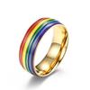 Anillo de Acero de Titanio con Elemento Arcoíris Suministro Transfronterizo de Amazon Joyería de Mano Personalizada de Acero Inoxidable de Nicho