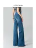 Jeans Retro Clássico/Perna Larga Levemente Flare Cintura Alta para Mulheres, Caimento Solto, Novo Estilo Outono 2026, Emagrecimento e Casual