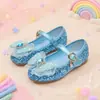 Sapatos de Couro Cristalino Brilhantes para Crianças Primavera e Verão com Charms de Borboleta com Glitter e Strass, Antiderrapantes, para Apresentações de Palco de Meninas