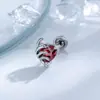Moda y Diseño Único, Forma de Corazón con Circonita Estilo Pareja Dulce y Fresco Pendientes de Hélice para Cartílago de la Oreja con Cierre de Rosca