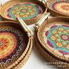 Cesta de frutas tejida de ratán, cesta de pan tejida, bandeja para aperitivos, mesa de café, bandeja para pasteles, cesta de almacenamiento de escritorio