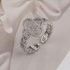 Anillo Europeo y Americano Transfronterizo de Diamante Completo para Mujer, Apertura de Circonita de Gama Alta de Nicho, Anillo Ajustable, No se Desvanece, Venta al por Mayor Versátil