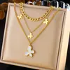 Elegante collar de corazón de doble capa, cadena de acero inoxidable chapada en oro de moda de nicho transfronterizo, cadena para la clavícula de lujo ligero para mujer
