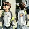 Camada Base Infantil Gola Redonda Outono Inverno De Rong Meninos Crianças de Meia-Idade e Mais Velhas Roupas de Outono Quente Escovado Versátil Raglan Manga Longa Top
