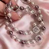 Pulseira de Zircônia Rosa e Pérola Swarovski, Pulseira Envolvente Ajustável e Estilosa, Exquisita e Versátil, Joias de Luxo Atacado