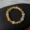 Pulsera de Cuentas de Fluorita Cristalina y Circonita Moda Lujo Ligero Pulsera de Gama Alta Temperamento de Nicho Joyería Versátil Venta al por Mayor