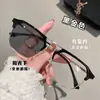 Gafas de media montura para miopía de doble haz que cambian de color para hombre, montura grande adelgazante, rudo guapo, tecnología, lente plana para hombre con espejo de potencia ajustable para mujer