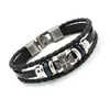 Pulsera de cuero con cuentas multicapa para hombre, estilo retro europeo y americano, de aleación cruzada, personalizada