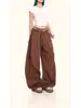 Pantalones Deportivos de Felpa Estilo Retro Americano con Estampado de Leopardo Bordado Empalmados de Media Luna para Mujer Modernos Holgados para Baile Jazz Deportes Pierna Ancha