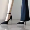2025 Novo Estilo Salto Alto Plataforma Vazado de Strass à Prova d'Água com Uma Tira para Mulheres, Bico Fino, Scarpin Stiletto Versátil para Festa Elegante