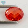 Gema Huagang en forma de huevo, naranja, rojo, doble superficie de tortuga, circón, piedra desnuda, superficie a cuadros ovalada, gema naranja y rojo, venta al por mayor