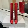 Botas de Falda de Punta Fina Stiletto de Metal con Hebilla de Metal de Gama Alta Europeas y Americanas con Tacones Altos de Pedrería Moda Botas Altas para Mujer