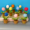 Flor de Tulipán y Girasol Tejida a Punto de Cruz Terminada Planta en Maceta Flor de Simulación Decoración del Hogar Regalo de San Valentín Navidad