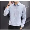 Camisa listrada de manga comprida, camisa masculina da moda para primavera e outono, novo top casual estilo coreano, peça externa masculina