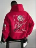 Sudadera con capucha para hombre, moda casual callejera, estampado de hoja de arce con eslogan, bolsillo canguro, cordón, estampado digital 3D