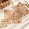 Envelope C6 promocional de baixo preço transfronteiriço em papel kraft vintage em branco, cartão de felicitações floral simples, convite, conjunto de Natal