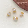 Banho de Ouro Real Cor Duradoura Estilo Antigo Zircônia Incrustada Pérola Espaçador Rosa Pingente Pulseira DIY Feita à Mão Acessórios para Joias com Contas