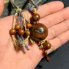 Pingente de Madeira de Jujuba Fulminada com Marcas de Raio, Pingente Original de Contas Redondas, Acessório de Pingente, Corrente para Clavícula, Ornamento Unissex, Decoração para Pendurar no Carro, Atacado