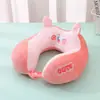Travesseiro de Pescoço Transfronteiriço, Travesseiro de Viagem em Forma de U, Travesseiro de Espuma Viscoelástica para Coluna Cervical, Almofada para Carro, Travesseiro Doméstico, Travesseiro em Forma de U de Desenho Animado, Proteção para o Pescoço, Portátil
